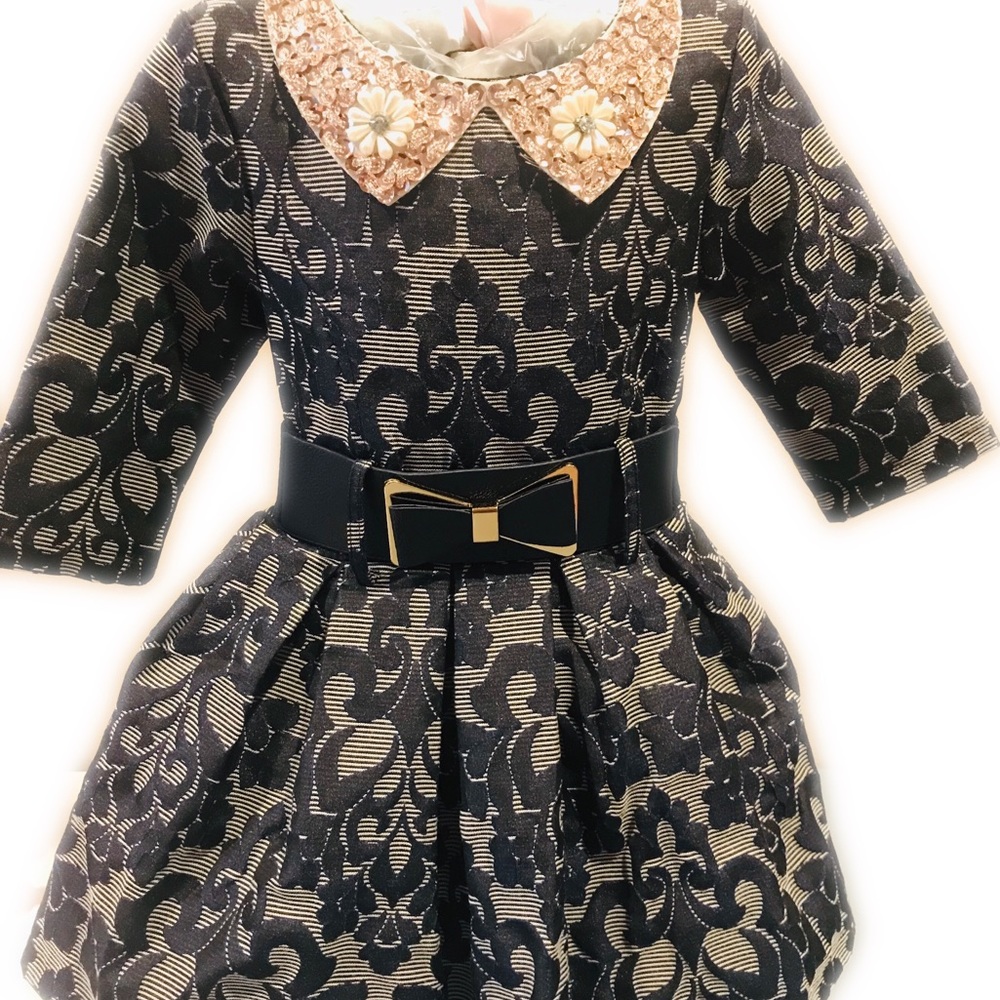 Designer girls holiday dress navy 3t